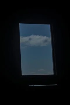 Minimal Rustic Window Opening to Blue Sky 库存照片