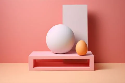 The minimal scene with geometrical forms. 3d render. AI Generative Illustration. Stock Illustration