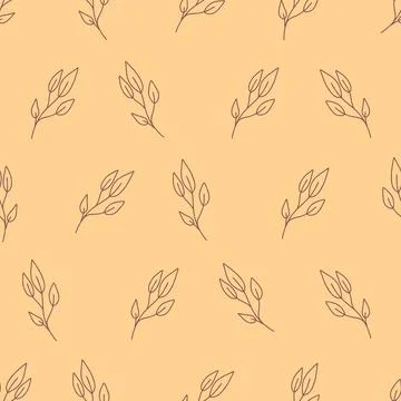 Minimal seamless botanical beige pattern Stock Illustration