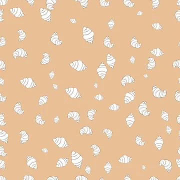 Minimal seamless croissant pattern with sketchy pastry illustrations Stockillustratie