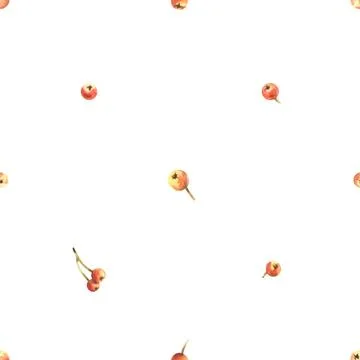 Minimal seamless pattern with tiny rose hips in soft autumn tones, created as a Stock Illustration