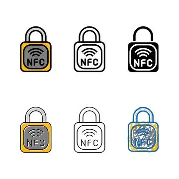 Minimal security nfc technology color icon vector Illustrazione stock