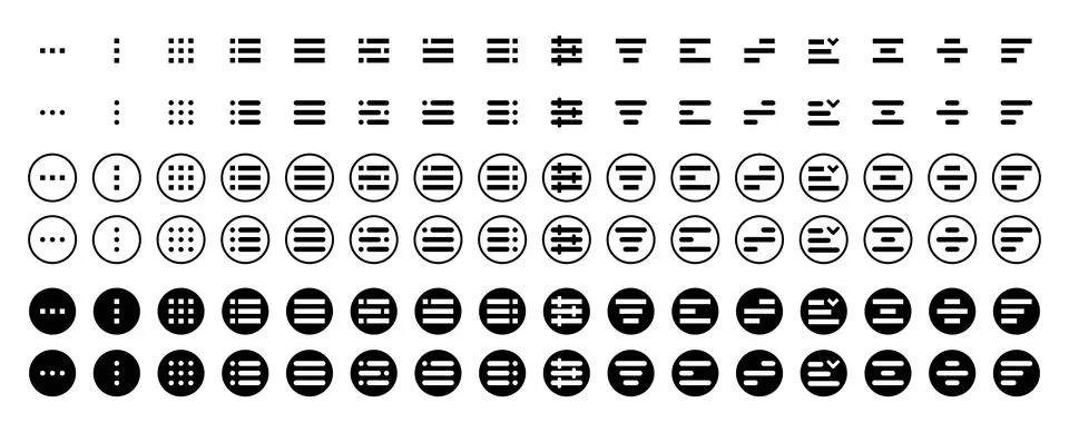 Minimal Set of Hamburger Menu Flat Icons. Menu Icons Vector Set of UI Design Stock Illustration