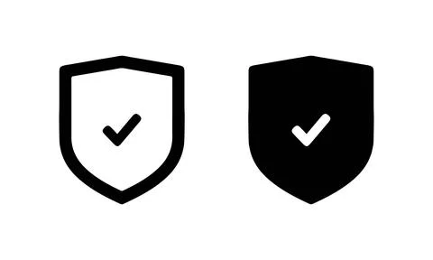 Minimal Shield Check Icons for Security and Verification Vector Illustrazione stock