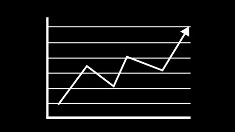 Minimal simple line chart with upward trend arrow animation Stock Footage 337178186