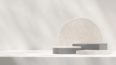 Minimal simple shape terrazzo texture and white podium, 3d rendering mockup prod 스톡 일러스트
