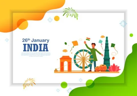 Minimal simplistic background for 26 January Happy Republic Day of India Stock Illustration