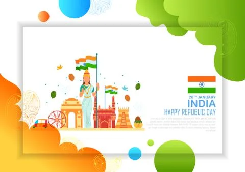 Minimal simplistic background for 26 January Happy Republic Day of India Stock Illustration