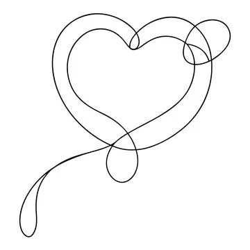 Minimal Single Line Heart Drawing for Love and Romance Stock Illustration