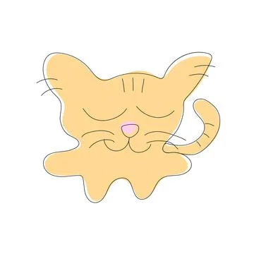 Minimal sleeping cat, stylized simple kitten Stock Illustration