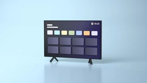 Minimal Smart TV Interface Isolated on Soft Blue Background. Ilustración de archivo