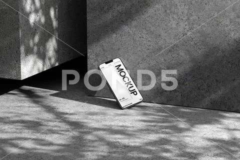 Minimal Smartphone Mockup on Concrete Wall PSD Template