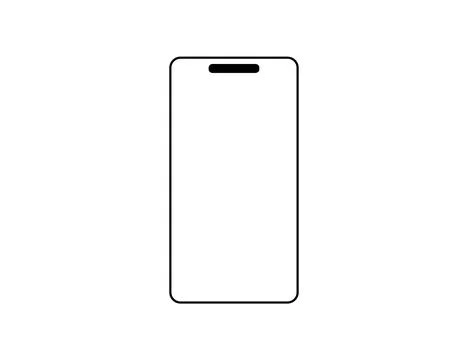 Minimal smartphone outline mockup featuring a blank front screen and rounded  Stock Illustration