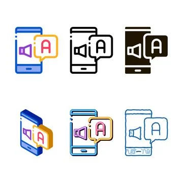 Minimal smartphone translator app icon thin line vector Stock Illustration