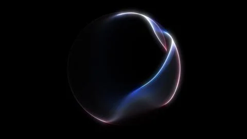 Minimal smooth gradient orb with glowing red, blue and white liquid reflect.. Stock Illustration