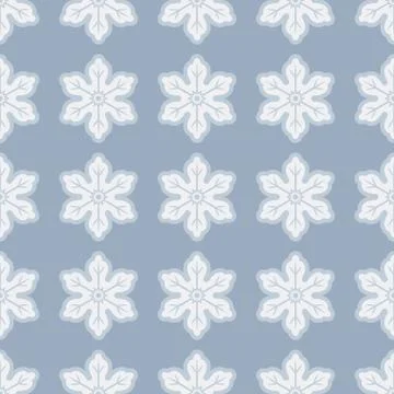 Minimal snowflakes seamless pattern. geometric snowflake on blue background. Stockillustratie