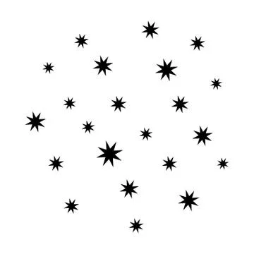 Minimal sparkles isolated on white. Black vector stars. Stock Illustration