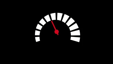 Minimal speedometer gauge with a needle and segmented arc measurement or st.. Stock Footage 337181634