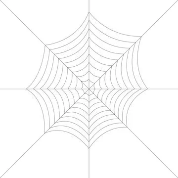 Minimal spider web outline with thin geometric lines on white background Stock Illustration