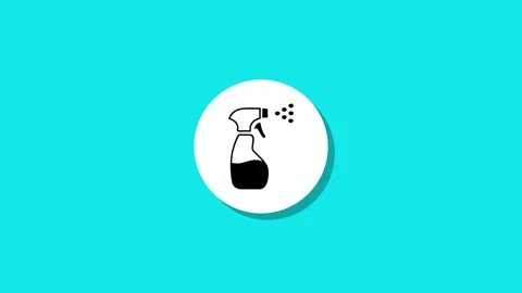 Minimal spray bottle icon animation on turquoise background with white circ.. Stock Footage 329272715