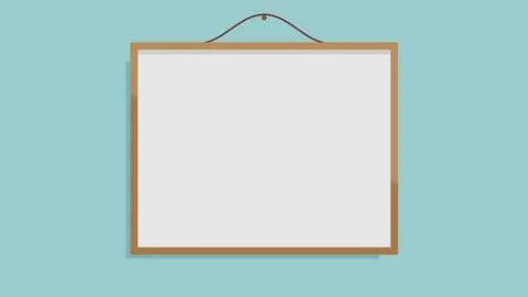 Minimal square frame hanging on soft blue wall with blank white space, perf.. Stock Illustration