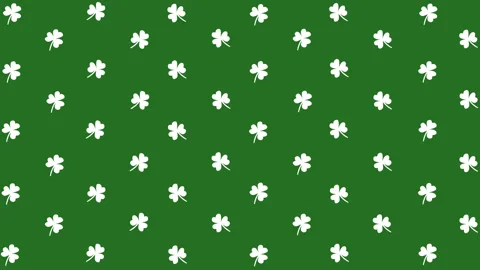 Minimal St Patricks Day Clover Pattern Loop on Green Background Video stock 331693451