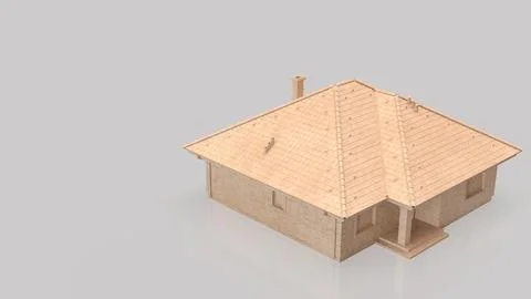 Minimal Stone House Architecture Model With Copy Space 3d render. Stock Illustration