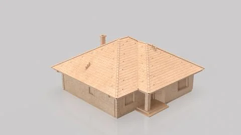 Minimal Stone House Architecture Model With Copy Space 3d render. Stock Illustration
