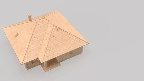 Minimal Stone House Architecture Model With Copy Space 3d render. Stock Illustration