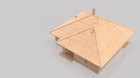 Minimal Stone House Architecture Model With Copy Space 3d render. Stock Illustration