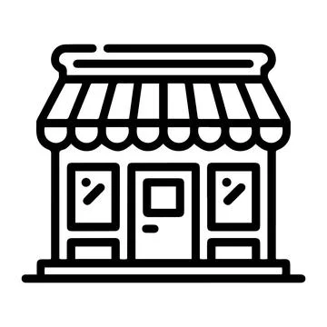 Minimal Store Front Shop Line Art Icon Simple Retail Store Outline Vector S.. Stock Illustration