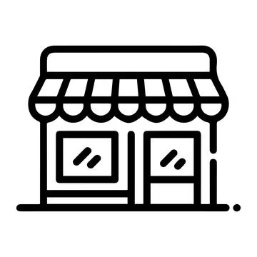 Minimal Store Front Shop Line Art Icon Simple Retail Store Outline Vector S.. Stock Illustration