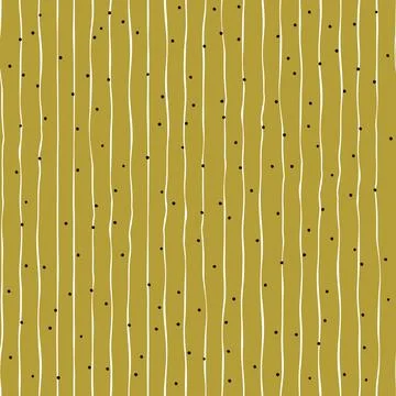 Minimal Stripe Seamless Pattern With Dots Handdrawn Lines Rustic Vector Doo.. Stock Illustration