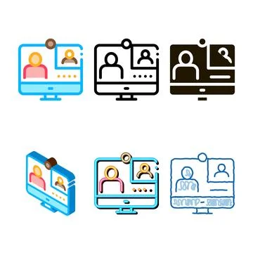 Minimal student personal computer icon vector outline Stock-Illustration