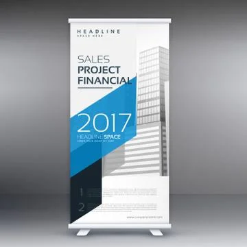 Minimal style roll up template presentation in blue color Ilustración de archivo