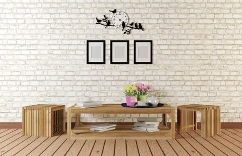 Minimal style room with simple designed furnitures Stock Illustration