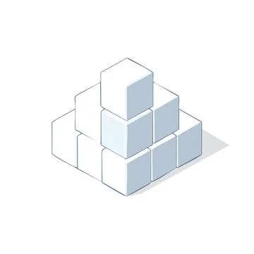 Minimal sugar cube illustration featuring geometric blocks soft shadows and.. Illustrazione stock