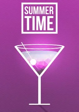 Minimal Summer Cocktail Flyer - Vector Illustration. Stock Illustration
