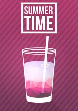 Minimal Summer Cocktail Flyer - Vector Illustration. Stock Illustration