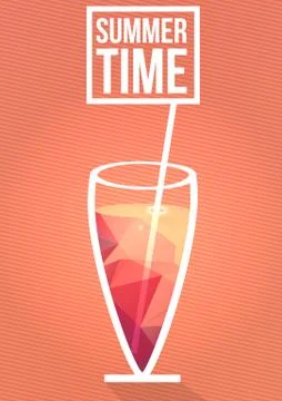 Minimal Summer Cocktail Flyer - Vector Illustration. Stock Illustration