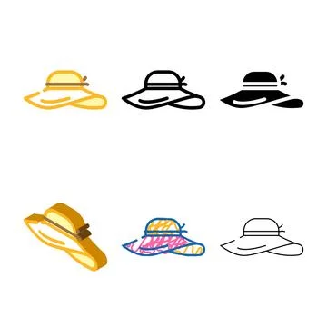 Minimal sun hat cap color icon vector Stock Illustration