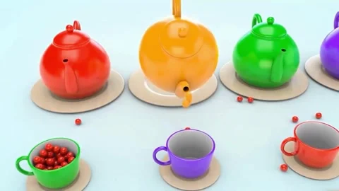 Minimal Tea Cup Serving with Soft Colors 3D Scene 4K Stock Footage 332761359