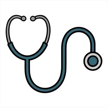 Minimal teal and gray stethoscope showing healthcare and exam concept Stock Illustration