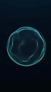 Minimal teal neon sphere on dark vertical background. Abstract 4K illustrat.. Stock Illustration