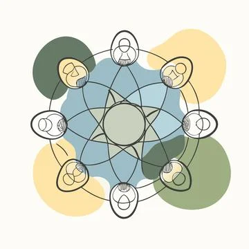 Minimal teamwork icon abstract connected people s Stock Illustration