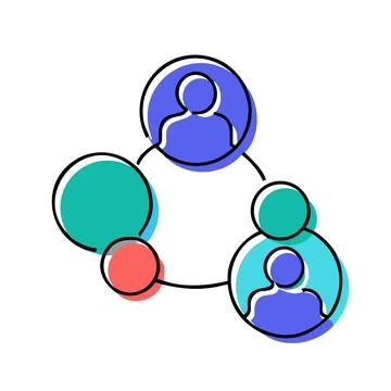 Minimal Teamwork Icon with Abstract Connected People Graphic Stock Illustration