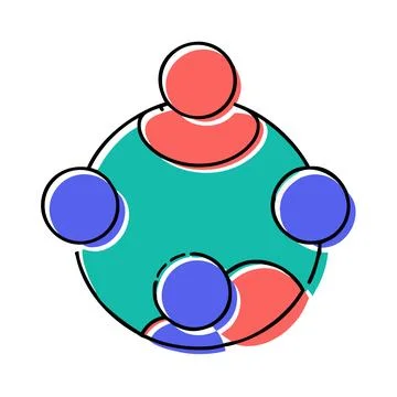 Minimal Teamwork Icon Abstract Connected People Symbol Illustrazione stock