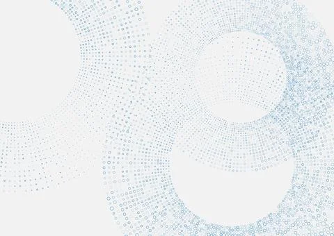 Minimal tech blue halftones dotted circles abstract background Stock Illustration
