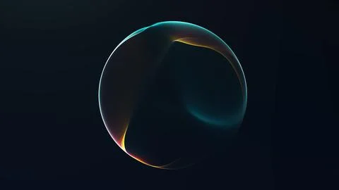 Minimal tech sphere with glowing edge on dark background. Abstract digital .. 스톡 일러스트