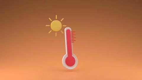 Minimal thermometer with high temperature 3D render illustration Stock Illustration
